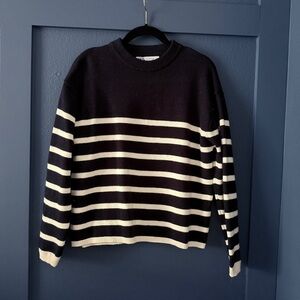 Zara Black and White Striped Knit Sweater